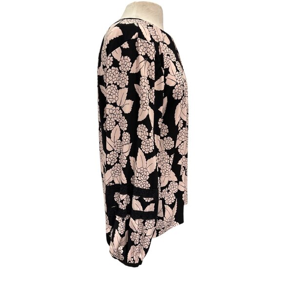 Karl Lagerfeld Paris Womens Long Sleeve Floral Blouse Black & Pink Size L - Picture 4 of 10